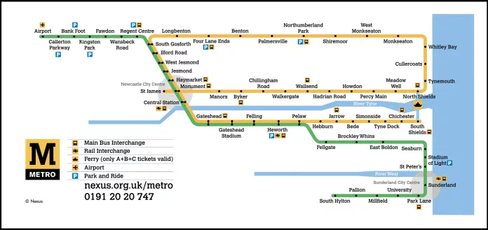 Visual representation of the Metro expansion plan highlighting key routes for enhanced connectivity in Sunderland.